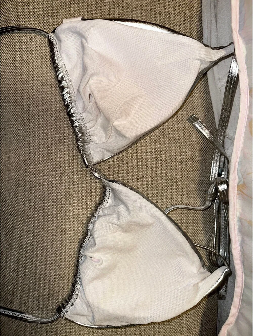 Silver Metallic Two-Piece Bikini Swimsuit Size Large
